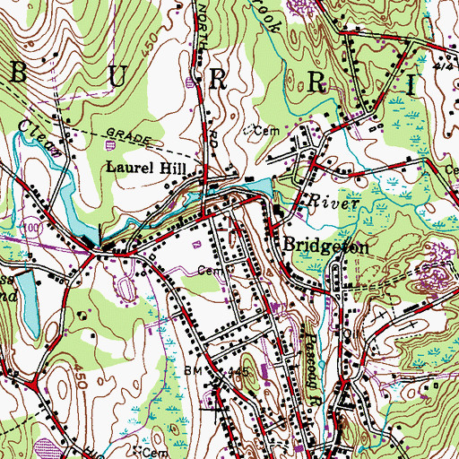 Topographic Map of Pascoag Fire Department Station 2, RI