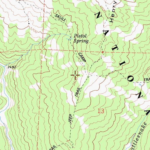 Topographic Map of Skull Camp Trail, CA