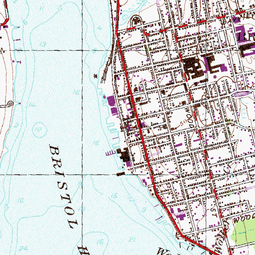 Topographic Map of Bristol Fire Department Ever - Ready Engine and Hose Company, RI