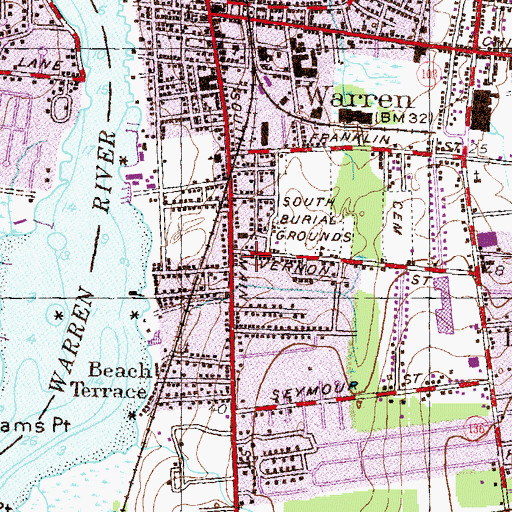 Topographic Map of Warren Fire Department - Narragansett Engine Company Station 3, RI