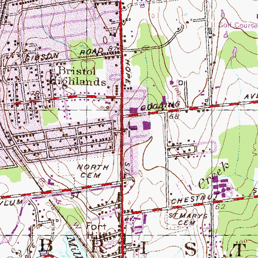 Topographic Map of Bristol Fire Department Defiance Hose Company, RI