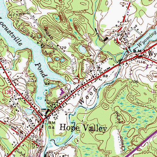 Topographic Map of Hope Valley Ambulance Squad, RI