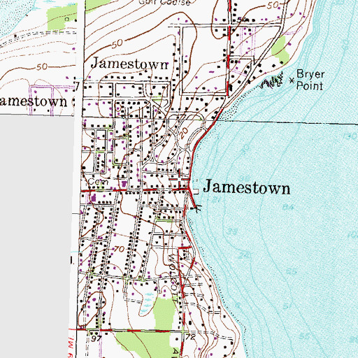 Topographic Map of Jamestown Emergency Medical Services, RI