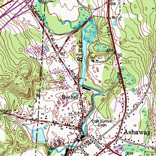 Topographic Map of Ashaway Ambulance Association, RI