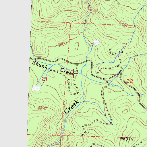 Topographic Map of Skunk Creek, CA