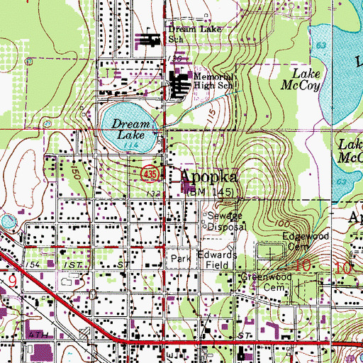Topographic Map of Florida Hospital Apopka, FL