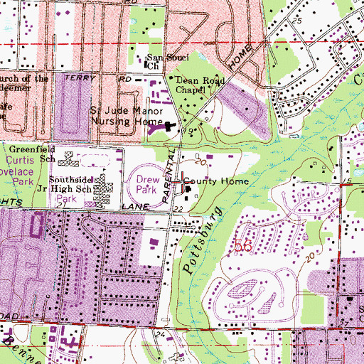 Topographic Map of River Region Human Services, FL