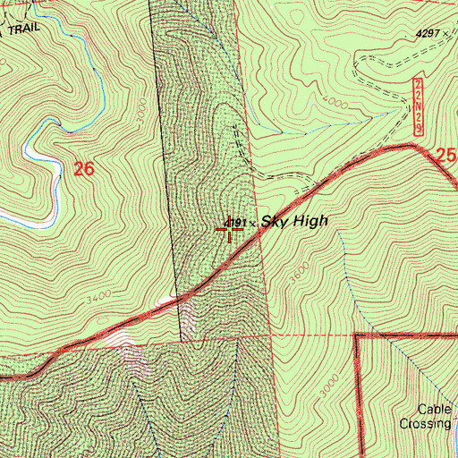 Topographic Map of Sky High, CA