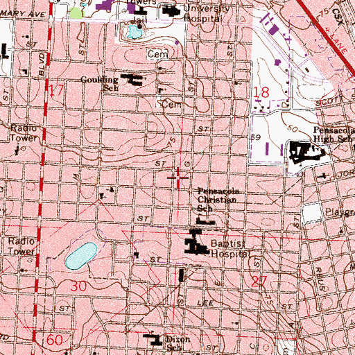 Topographic Map of Lakeview Center Hernandez House, FL