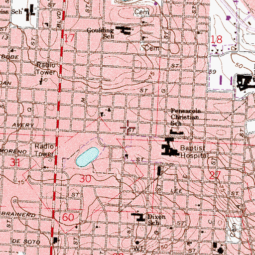 Topographic Map of Lakeview Center Crisis Stabilization Unit, FL