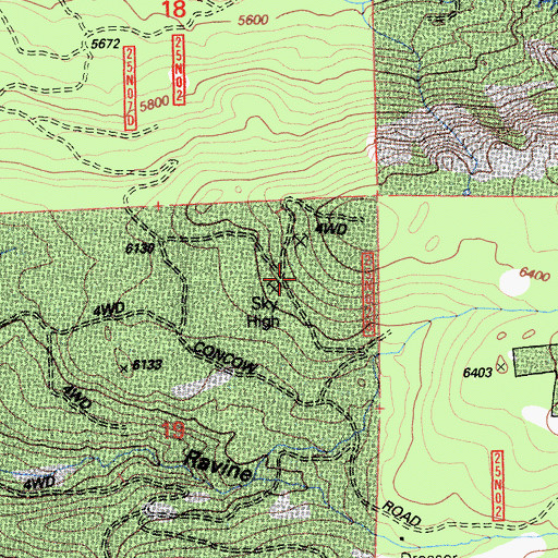 Topographic Map of Sky High Mine (historical), CA