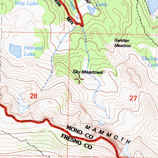 Topographic Map of Sky Meadows, CA