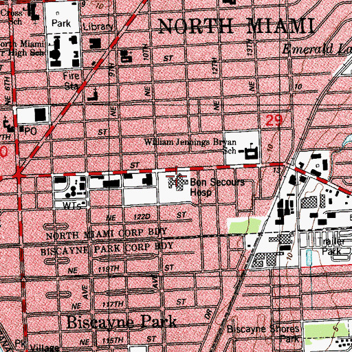 Topographic Map of Villa Maria Hospital, FL