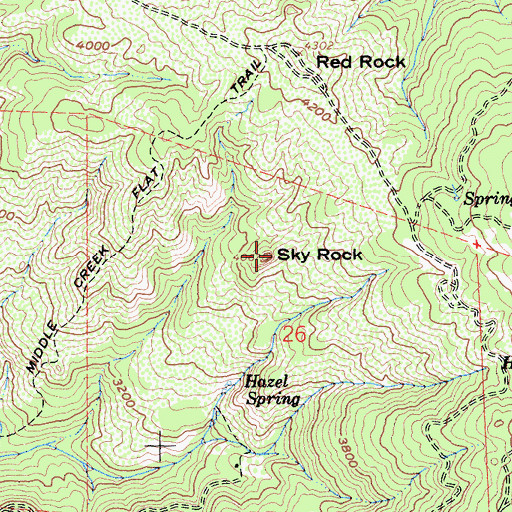 Topographic Map of Sky Rock, CA