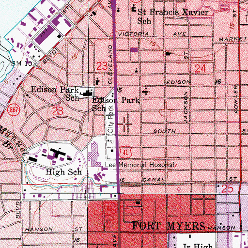 Topographic Map of Southwest Florida Addictions Services Adult Detoxification Center, FL
