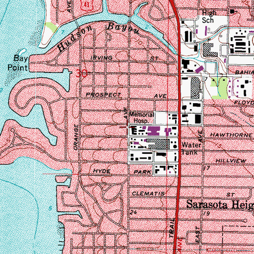 Topographic Map of Bayside Center for Behavioral Health, FL