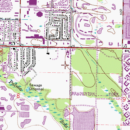 Topographic Map of Manatee Palms Youth Services Hospital, FL