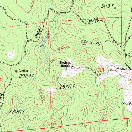 Topographic Map of Skyline Ranch, CA