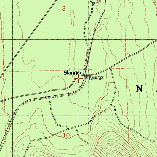 Topographic Map of Slagger, CA