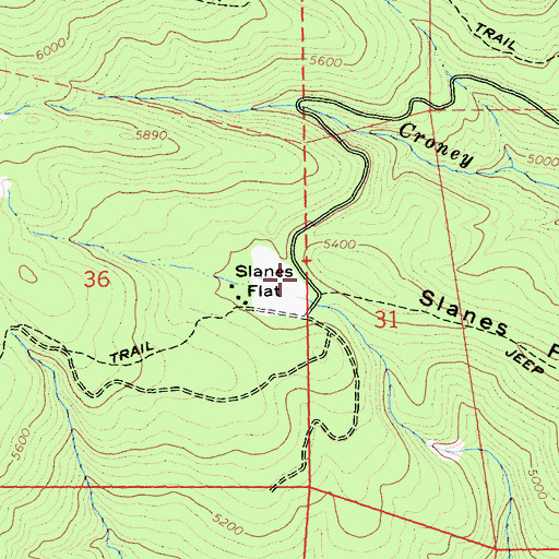 Topographic Map of Slanes Flat, CA