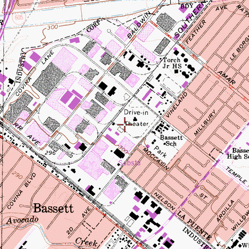 Topographic Map of Vineland Drive-In, CA