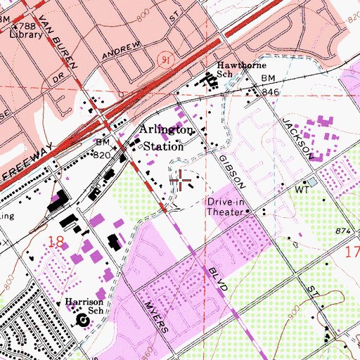 Topographic Map of Van Buren Drive-In, CA