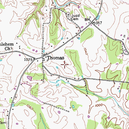 Topographic Map of Thousand Pines Tree Farm, TN