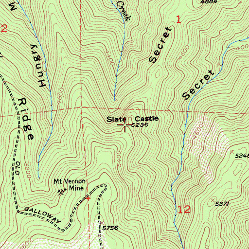 Topographic Map of Slate Castle, CA