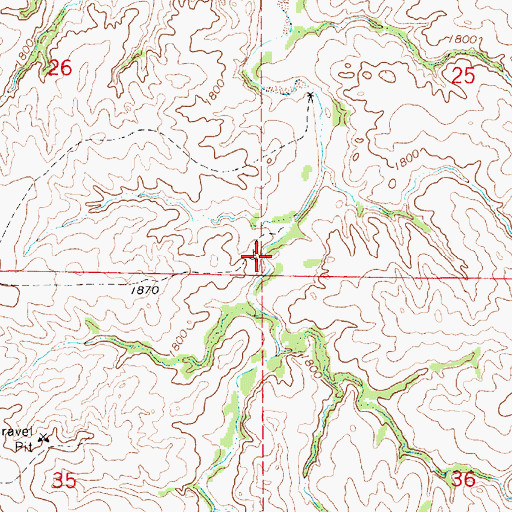 Topographic Map of Red Hills Natural Bridge (historical), KS