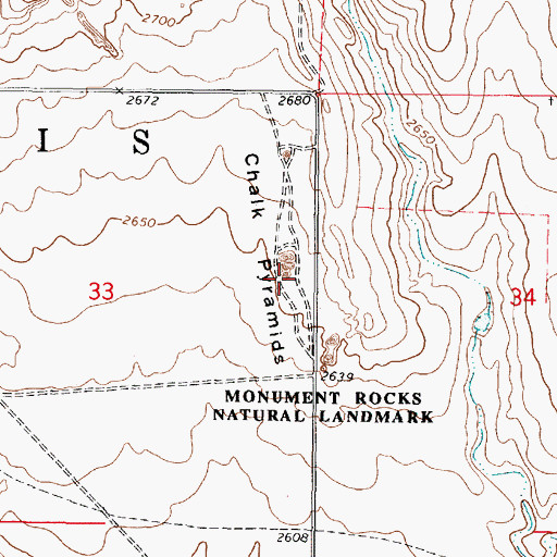 Topographic Map of Monument Rocks Arch, KS