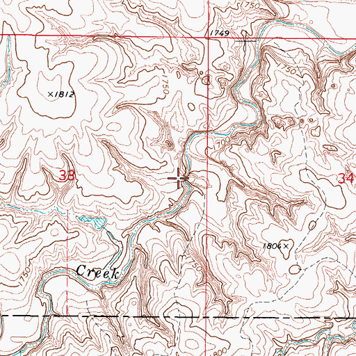 Topographic Map of Vinson Natural Bridge, OK