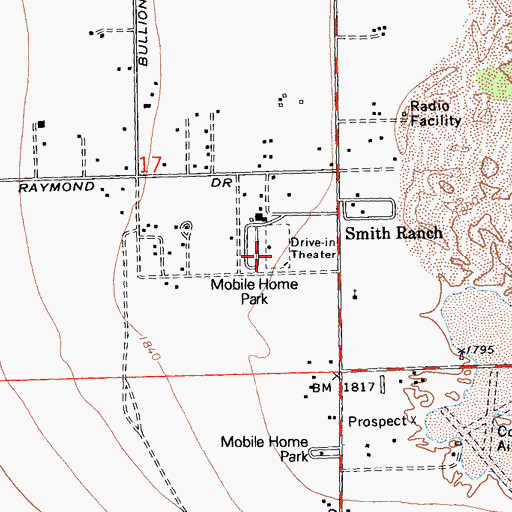 Topographic Map of Smith's Ranch Drive-In, CA