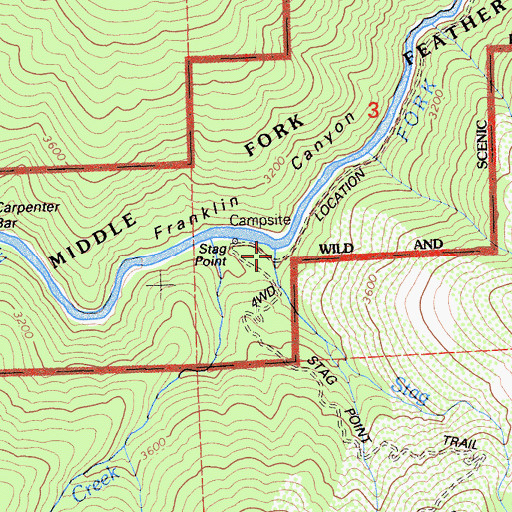 Topographic Map of Stag Creek, CA