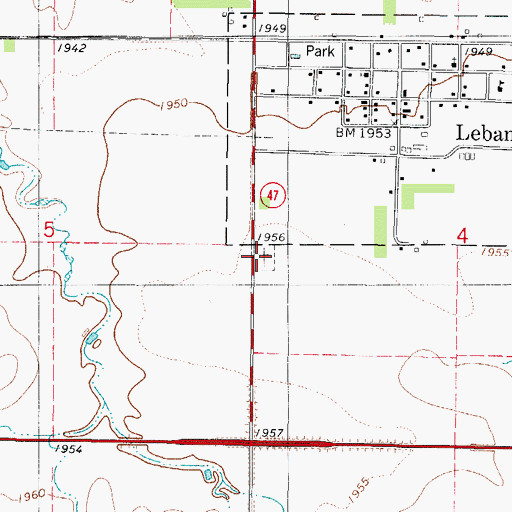 Topographic Map of Lebanon Protestant Cemetery, SD