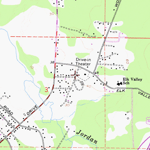 Topographic Map of Red's Crescent Drive-In, CA