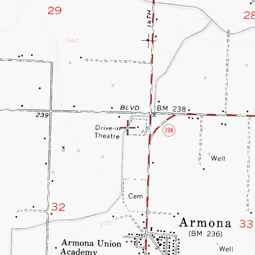 Topographic Map of Kings Drive-In, CA