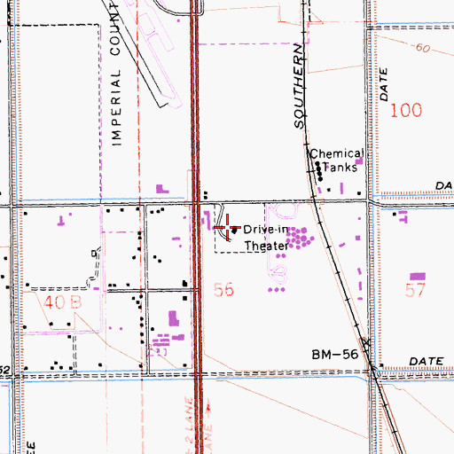 Topographic Map of Motor Vu Twin Drive-In, CA