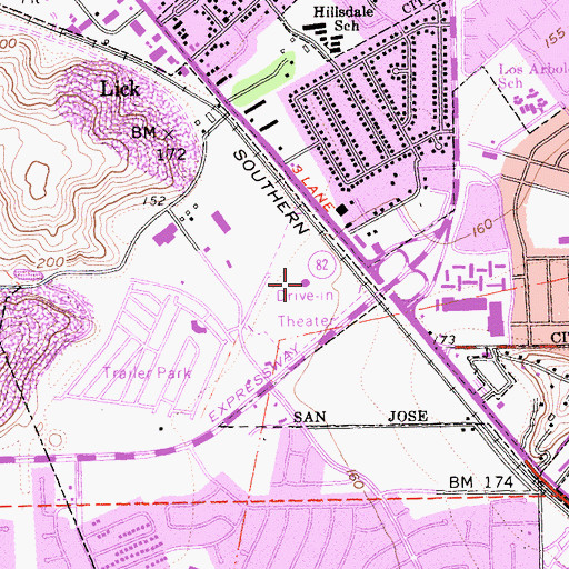 Topographic Map of Capitol Drive-In, CA