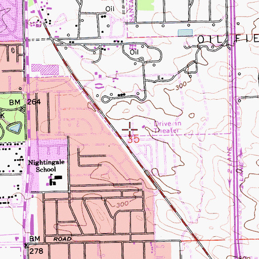 Topographic Map of Hi-Way Drive-In, CA