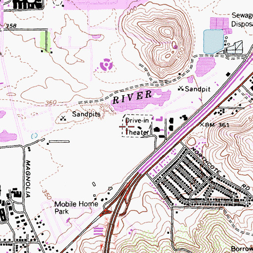 Topographic Map of Santee Drive-In, CA