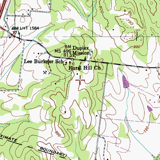 Topographic Map of Adkinson Farms, TN