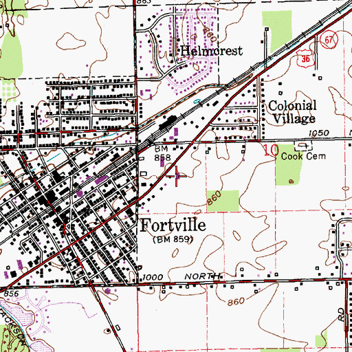 Topographic Map of Fortville Police Department, IN