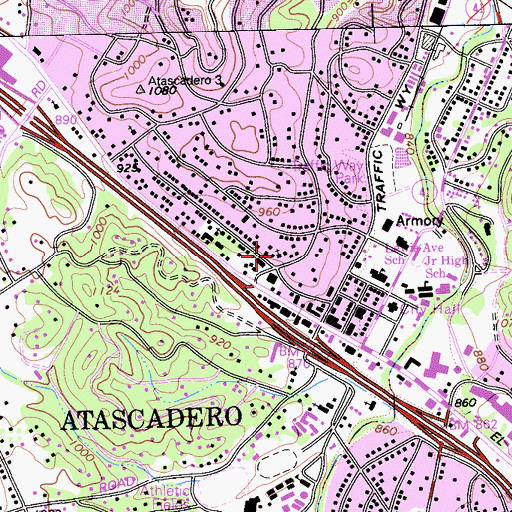 Topographic Map of The Community Church of Atascadero United Church of Christ, CA