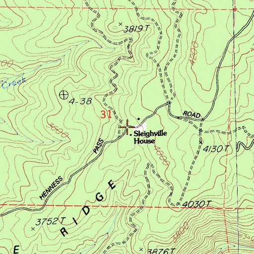 Topographic Map of Sleighville House, CA