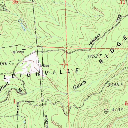 Topographic Map of Sleighville Ridge, CA