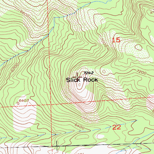 Topographic Map of Slick Rock, CA