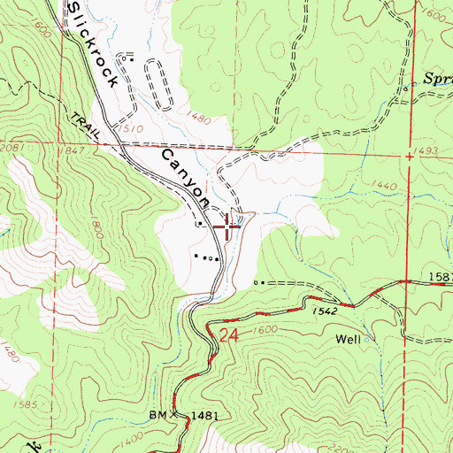 Topographic Map of Slickrock Canyon, CA