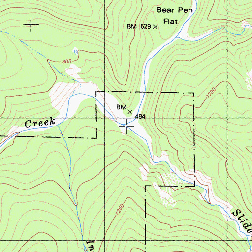 Topographic Map of Slide Creek, CA