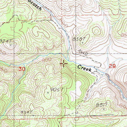 Topographic Map of Slide Creek, CA