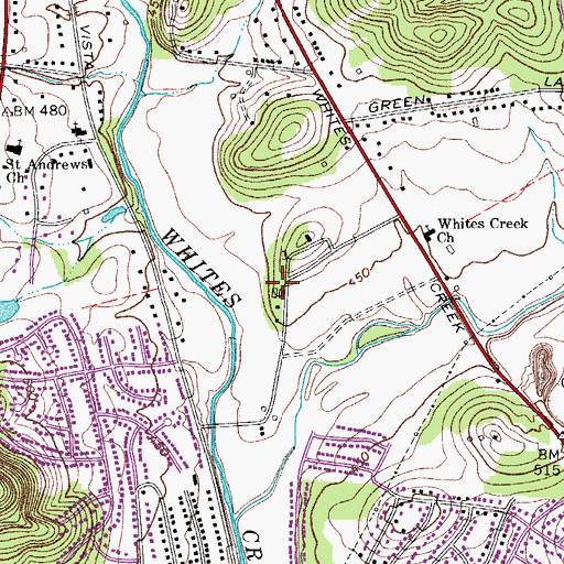 Topographic Map of Creekside Farm, TN